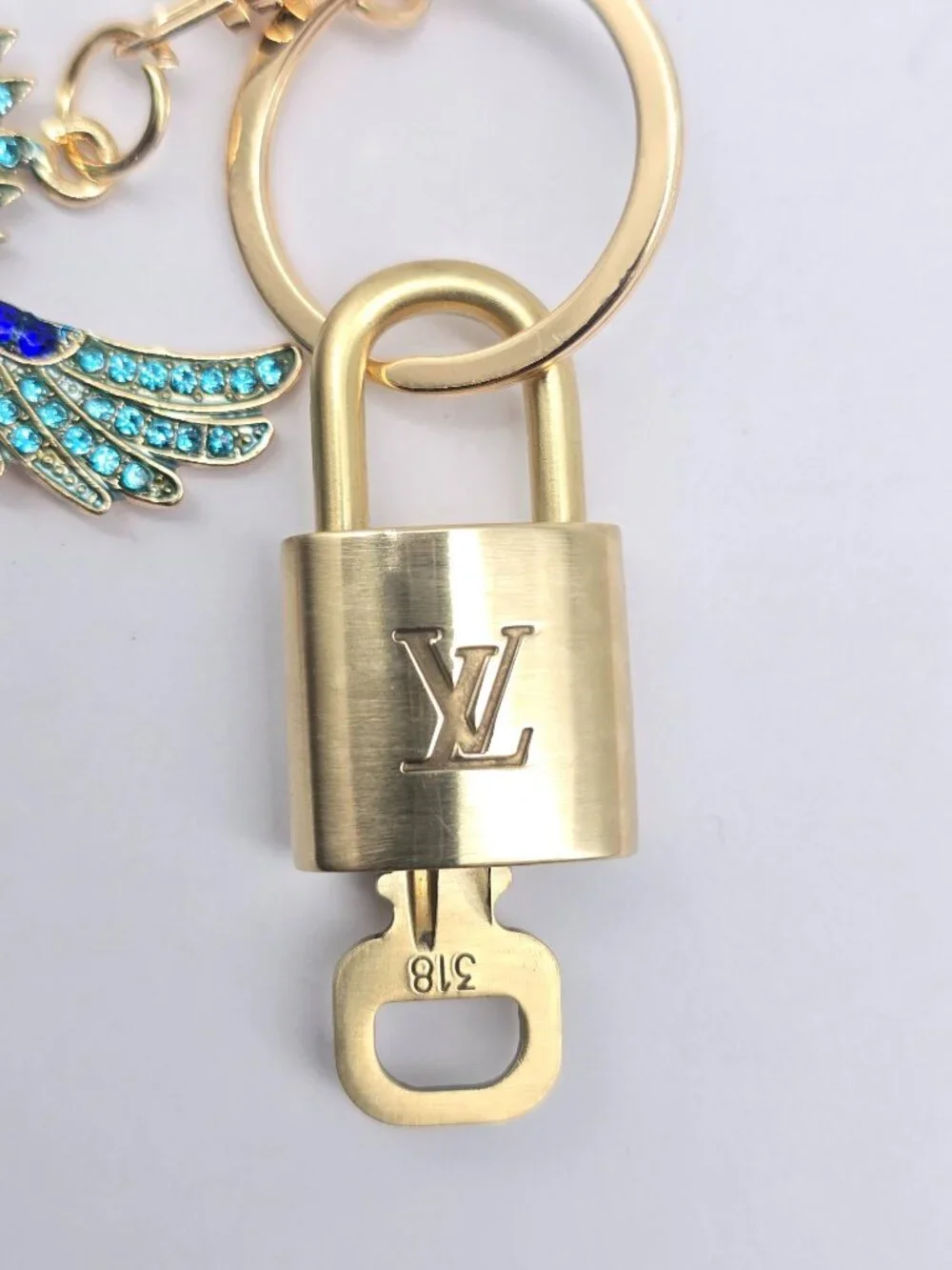 LV Gold Padlock 🔑 Authentic Louis Vuitton Charm + Unbranded Bird Keychain